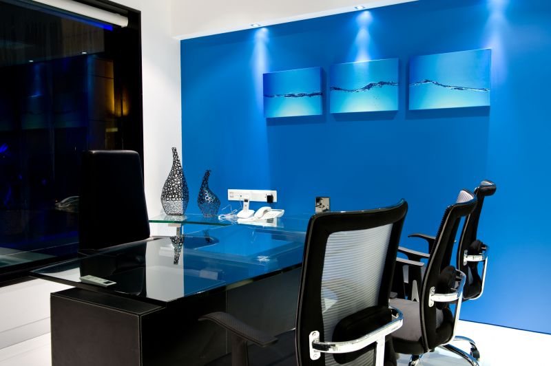 Modern Office Space with Wallpaper Accent